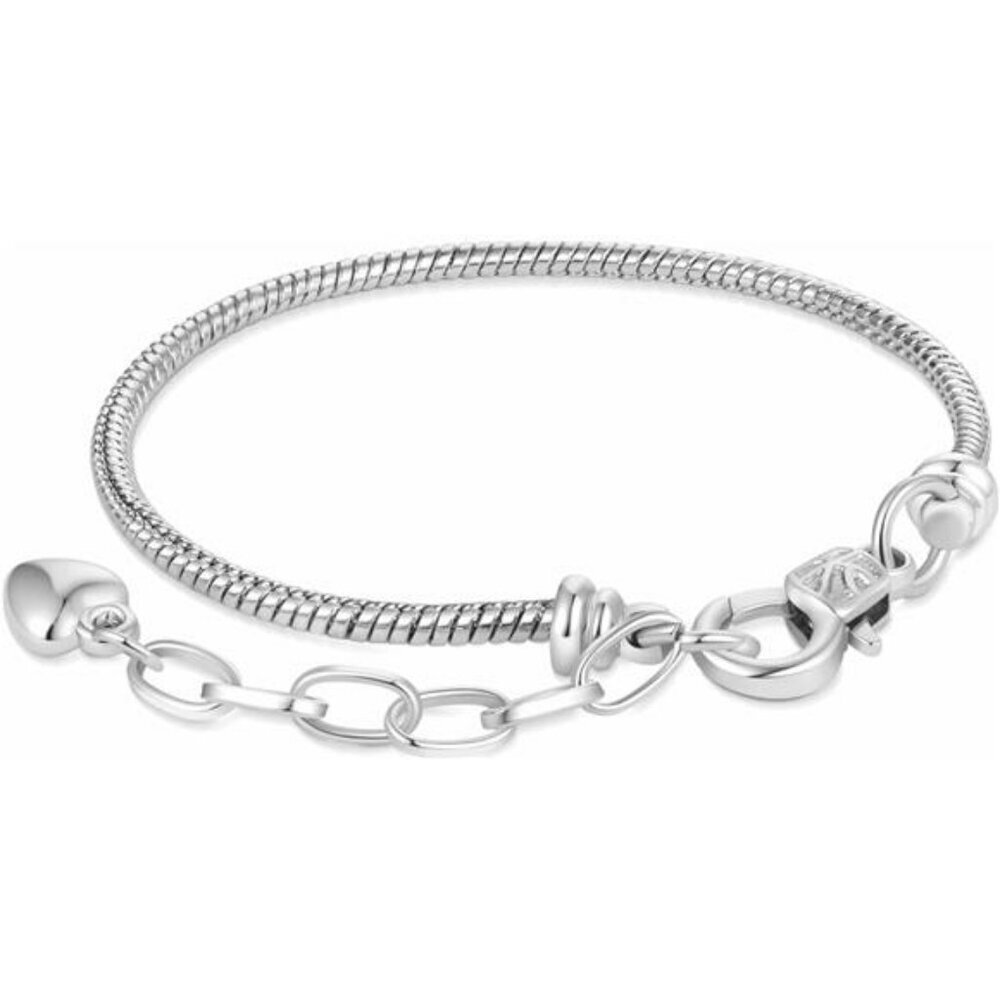 Adjustable Charm Bracelet Stainless Steel Snake Chain Heart Jewelry Gift for Wom